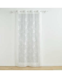 Voilage a oeillets 140 x 240 cm voile sablé brodé Berry Blanc