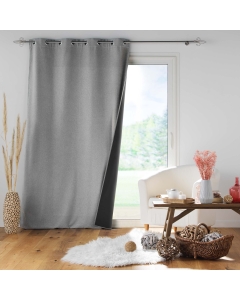 Rideau à oeillets 140 x 260 cm doublé polaire isolant Jupiter Gris
