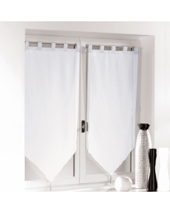 Paire pompon passants 2 x 60 x 160 cm voile uni voiline Blanc