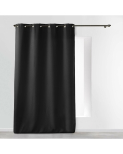 Rideau a oeillets metal 140 x 280 cm polyester uni essentiel Noir