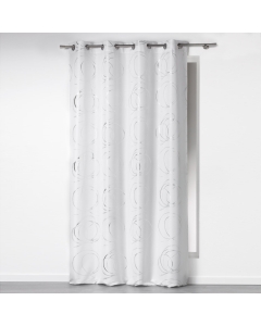 Rideau a oeillets 140 x 260 cm polyester imprime argent bully Blanc