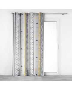 rideau a oeillets 140 x 260 cm polyester imprime yellow mix