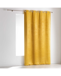 Rideau a oeillets 140 x 240 cm occultant velours frappe opacia Jaune