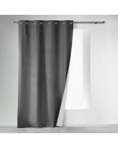 Rideau a oeillets 140 x 260 cm polyester uni thermique icemount Anthracite