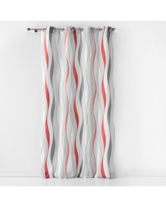 Rideau a oeillets 140 x 260 cm polyester imprime ondulys Rouge
