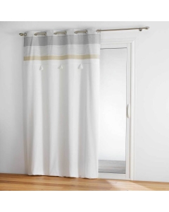 rideau a oeillets 140 x 240 cm coton+top pompons iliade