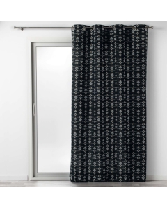 Rideau a oeillets 140 x 240 cm coton imprime letiko Noir