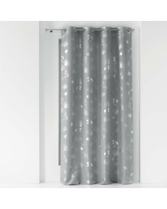 Rideau a oeillets 140 x 260 cm polyester imprime metallise bloomy Gris/argent