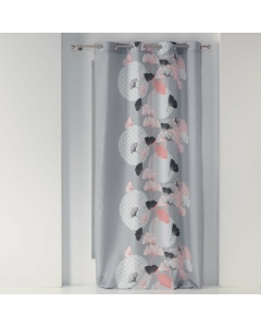 Rideau a oeillets 140 x 260 cm polyester imprimé Eden blush Gris