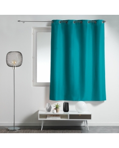 Rideau a oeillets metal 140 x 180 cm polyester uni essentiel Petrole