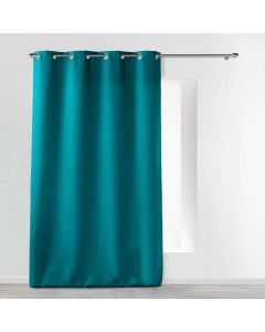 Rideau a oeillets metal 140 x 260 cm polyester uni essentiel Petrole