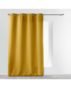 Rideau a oeillets metal 140 x 260 cm polyester uni essentiel Miel