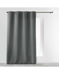 Rideau a oeillets metal 140 x 260 cm polyester uni essentiel Beton