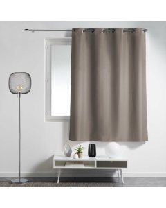 Rideau a oeillets metal 140 x 180 cm polyester uni essentiel Taupe