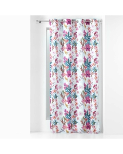 Rideau a oeillets 140 x 260 cm polyester imprimé Exotic paradise Blanc