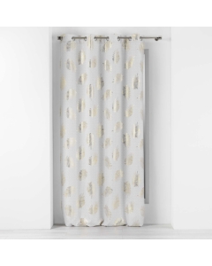 rideau a oeillets 140 x 260 cm polyester imprime metallise sunny gold