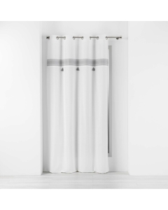 Rideau tamisant 140 x 240 cm coton + haut  brodé Amaya Gris