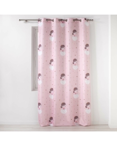 Rideau a oeillets 140 x 260 cm polyester imprime petite princesse Rose
