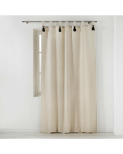 rideau a passants+pompons 140 x 240 cm polycoton uni cyrine