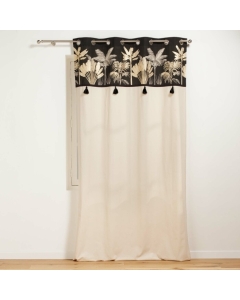 rideau a oeillets 140 x 240 cm coton uni+top imp. met.+pompon karaba
