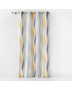 Rideau a oeillets 140 x 260 cm polyester imprime ondulys Jaune/blanc