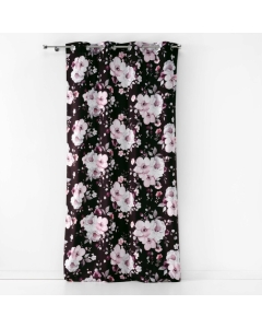 Rideau a oeillets 140 x 240 cm velours imprime velvet flower Noir