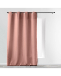Rideau a oeillets metal 140 x 260 cm polyester uni essentiel Rose Poudre