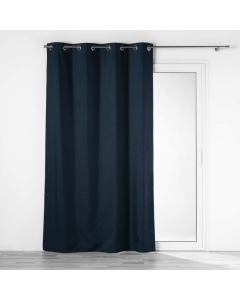 Rideau a oeillets 140 x 260 cm 100% occultant/chambray uni Crepuscule Bleu