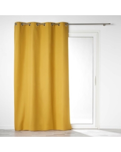 Rideau a oeillets 140 x 260 cm 100% occultant/microfibre unie obscure Jaune