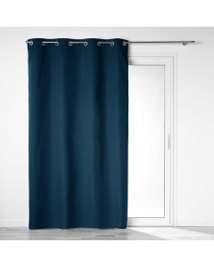 Rideau a oeillets 140 x 260 cm 100% occultant/microfibre unie obscure Marine