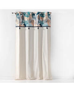 Rideau a oeillets 140 x 240 cm en coton + haut metallisé Alianor Naturel