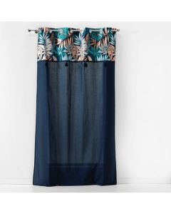 Rideau a oeillets 140 x 240 cm en coton + haut metallisé Alianor Bleu