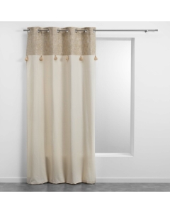 Rideau a oeillets 140 x 240 cm polycoton uni + haut métallisé Sultan Or