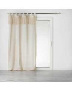 Rideau à Passants 140 X 240 Cm Polycoton Uni et Top Macrame, Samaya