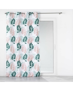 Rideau a oeillets 140 x 260 cm polyester imprimeé Belline Blanc/émeraude