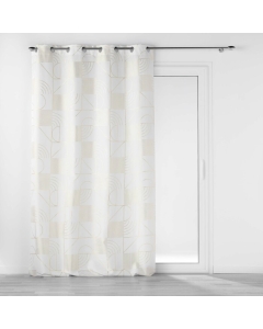 Rideau a oeillets 140 x 260 cm polyester imprime metallise lineor Blanc/or