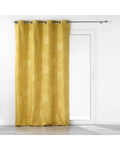 Rideau a oeillets 140 x 260 cm polyester imprime metallise lineor Jaune/or