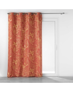Rideau à oeillets 140 x 260 cm Imprimé métalillisé Belflor Terracotta/Or