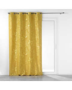 Rideau à oeillets 140 x 260 cm Imprimé métalillisé Belflor Jaune/Or