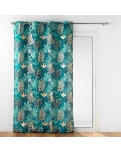 Rideau déco à oeillets 140 x 260 cm polyester imprimé Ornella Emeraude