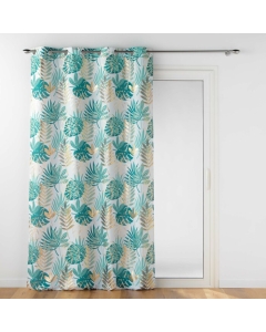 Rideau à oeillets 140 x 260 cm Polyester métallisé Ornella Blanc/émeraude