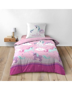 PARURE 2 P. 140 x 200 CM IMPRIME 42 FILS ALLOVER LICORNE