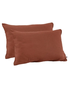 Lot de 2 Taies d’Oreiller en Double Gaze de Coton – 50 x 70 cm – Terracotta