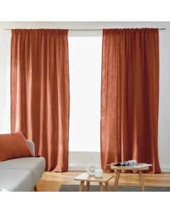 Lot de 2 Rideaux Galon Fronceur double Gaze de coton – Terracotta – 140 x 240 cm