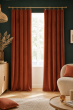 Lot de 2 rideaux velours terracotta 140 x 270 cm ajustables – Anneaux pince – Coton épais – CÉSAR