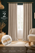 Lot de 2 rideaux velours pampa 140 x 270 cm ajustables – Anneaux pince – Coton épais – CÉSAR