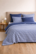 Pack linge de lit Gabrielle marine 220 x 240 cm – Housse de couette + Drap housse 140 x 190 cm + 4 taies – 100% coton 57 fils