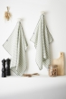Lot de 2 essuie-mains 50 x 70 cm - Double gaze de coton - VICKIE - Vichy tissé teint - Eucalyptus