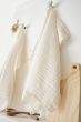 Lot de 2 essuie-mains 50 x 70 cm - Double gaze de coton - VICKIE - Vichy tissé teint - Pampa