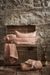 Parure Drap Housse 140 x 190 cm + 2 Taies 60x60 cm 100% Lin Français - Vieux Rose